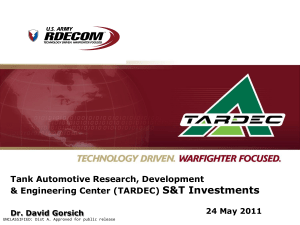 TARDEC S&T Investments: Ground Vehicle Technology & Research