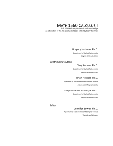 Calculus Textbook - MATH 1560 - Gregory Hartman, Ph.D.