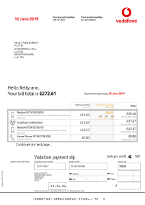 Vodafone Invoice - Account 7037914827