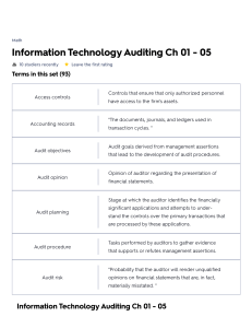 Information Technology Auditing Ch 01 - 05 Flashcards   Quizlet