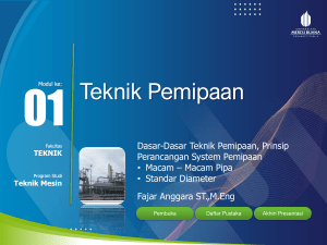 Modul ke-01 Dasar-dasar Teknik pemipaan^J Prinsip perancangan system pemipaan • Macam – macam pipa. • Standar diameter