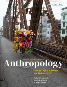 Anthropology What Does It Mean to Be Human Second Canadian Edition by Robert H. Lavenda, Cynthia Zutter