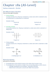 Chapter 18a - Hydroxy Compounds - Alcohols (AS-LEVEL)