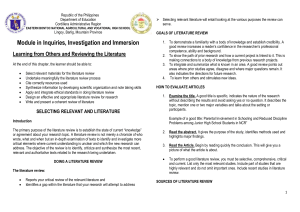 module in Inquiries, Investigation and Immersion