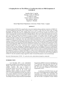 A Scoping Review on The Efficacy of Azadirachta indica on Mild Symptoms of  COVID-19