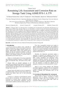 Storage Tank Corrosion & Life Assessment (ASME/FFS-1)