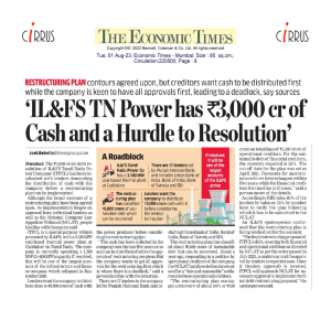 01 08 23 IL FS TN POWER HAS RS 3 000 CR OF CASH AND A HURDLE TO RESOLUTION ECONOMIC TIMES MUMBAI