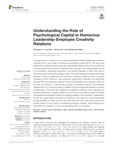 Understanding the Role of Psychological Capital in Humorous Leadership-Employee Creativity Relations