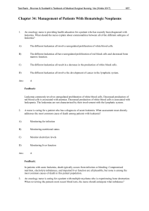 Hematologic Neoplasms Test Bank: Nursing