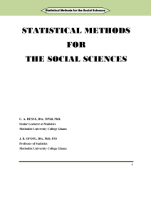 STATISTICAL METHODS FOR THE SOCIAL SCIEN