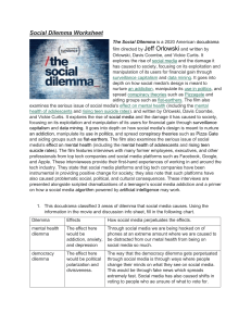 Social Dilemma Worksheet