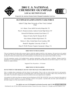 2001 US National Chemistry Olympiad Local Section Exam