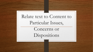 Relate text to Content to Particular Issues,