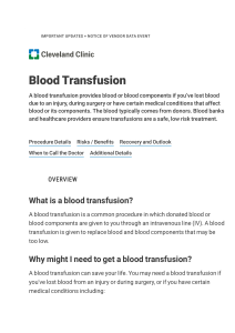 Blood Transfusion  What is it, Benefits, Risks & Reactions, Time
