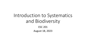 LEC 1 INTRODUCTION SYSTEMATICS