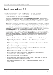 IGCSE Sociology TR Topic Worksheet 5.1