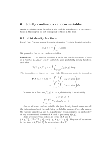 Jointly Continuous Random Variables: Lecture Notes