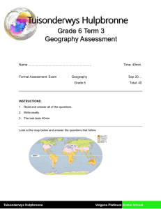 Grade 6 Term 3 Geography Formal Assessment and Memorandum