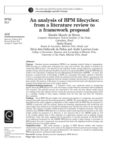 An analysis of BPM lifecycles from a literature review to a framework proposal