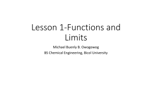 Lesson 1-Review on Functions and Limits
