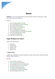 Nouns Worksheet for Class 5