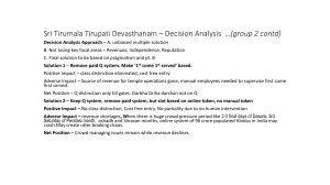 Sri Tirumala Tirupati Devasthanam – Decision Analysis
