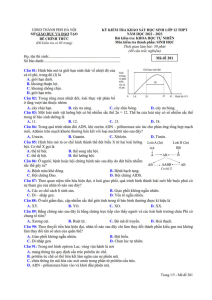 High School Biology Exam - Grade 12