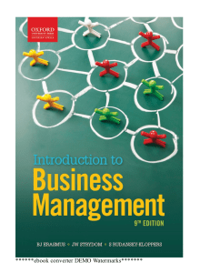 INTRODUCTION TO BUSINESS MANAGEMENT -Textbook