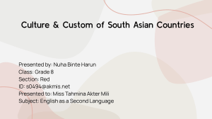 Cultures & Customs of South Asian Countries