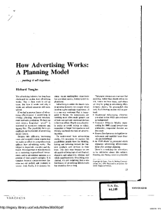 How Advertising Works  A Planning Model