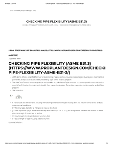 Checking Pipe Flexibility (ASME B31.3) - Pro Plant Design