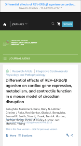 Differential effects of REV-ERBαβ agonism on cardiac gene expression, metabolism, and contractile function in a mouse model of circadian disruption  American Journal of Physiology-Heart and Circulatory Physiology