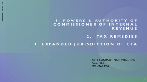 Tax Law: BIR Powers, Tax Remedies, CTA Jurisdiction