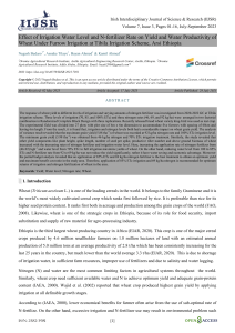 Effect of Irrigation Water Level and N-fertilizer Rate on Yield and Water Productivity of Wheat Under Furrow Irrigation at Tibila Irrigation Scheme, Arsi Ethiopia