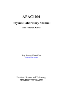 Physics Lab Manual: Newton's Laws, Inertia, Pendulum