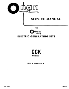 927-0500 Onan CCK (spec A-K) Genset Service Manual (07-1973)