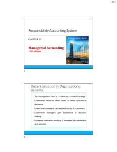 Ch11 Responsibility Accounting System