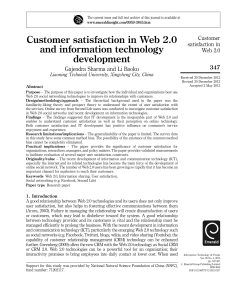 Customer Satisfaction in Web 2.0: Research Paper