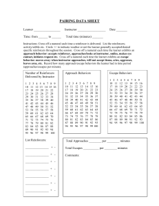 Pairing Data Sheet for Behavior Analysis