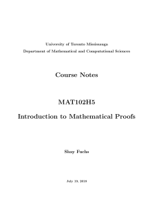 Introduction to Mathematical Proofs