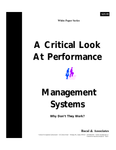 PERFORMANCE MANAGEMENT A Critical look at performance management systems, Why don't they work