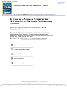 The future of Nutrition Nutrigenomics and Nutrigenetics in Obesity and Cardiovascular Diseases (1)