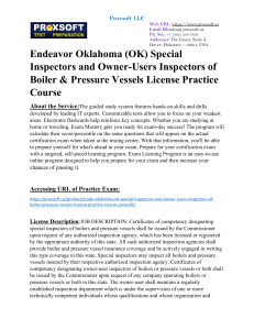 Endeavor Oklahoma (OK) Special Inspectors and Owner-Users Inspectors of Boiler & Pressure Vessels License Practice Course
