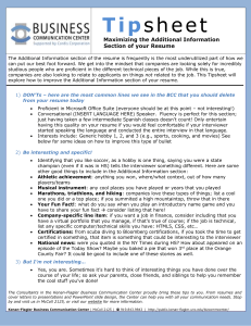 BCC Tipsheet Additional Information Section on Resumes