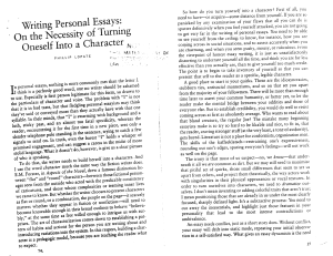 Lopate - Writing Personal Essays - Turning Oneself into a Character