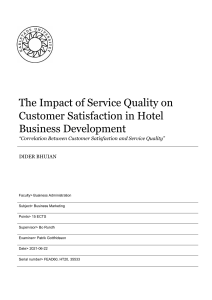 Service Quality & Customer Satisfaction in Hotel Business