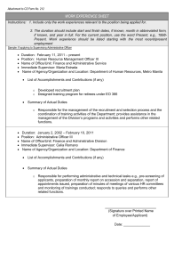CS Form No. 212 Attachment - Work    Experience Sheet
