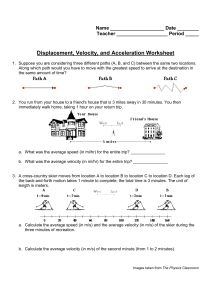 [worksheet] displacement velocity acceleration
