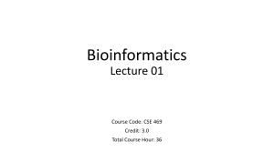Lecture 1 Biochemistry