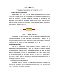 CHAPTER ONE INTRODUCTION TO INSTRUMENTAT